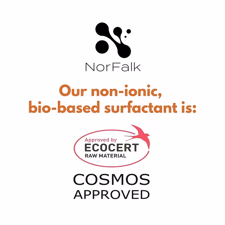 NorFalk's Non-ionic Bio-based Surfactant is officially COSMOS approved